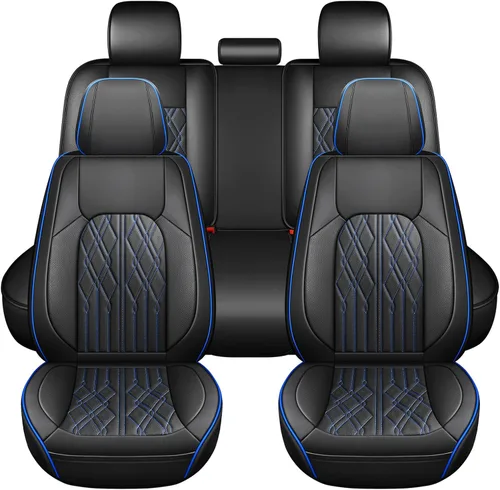 Vista 9 de Huidasource Juego completo de fundas de asiento de automóvil, funda de asiento de cuero transpirable para la mayoría de automóviles, SUV