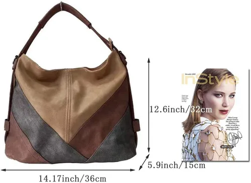Vista 2 de Classica Colorblock Hobo Bolso Multicolor Bolso y Monederos Patchwork Cuero Bolsas de Hombro