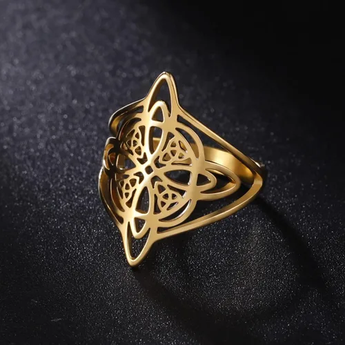 Vista 36 de TEAMER Anillo de nudo de brujas, amuleto celta de acero inoxidable, joyería vintage para mujer