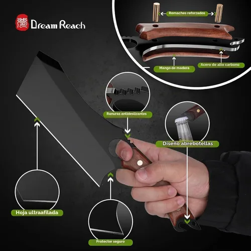 Vista 5 de Dream Reach - Cuchillo para carne de 6.9 pulgadas, cuchillo negro para deshuesar, cuchillo de cocina forjado en fuego de acero de alto carbono