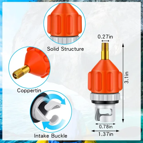 Vista 2 de Adaptador de bomba de sup inflable para barco, juego de adaptadores de válvula de aire, convertidor de bomba de aire convencional para compresor