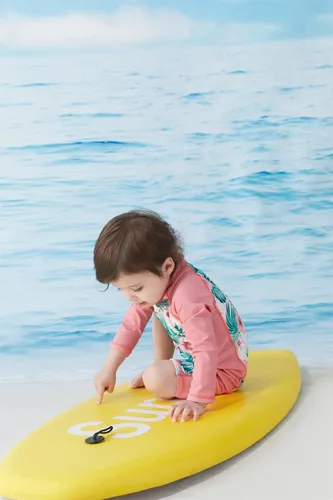 Vista 3 de Traje de baño de una pieza de manga larga para bebés y niñas, con protección solar UPF 50+
