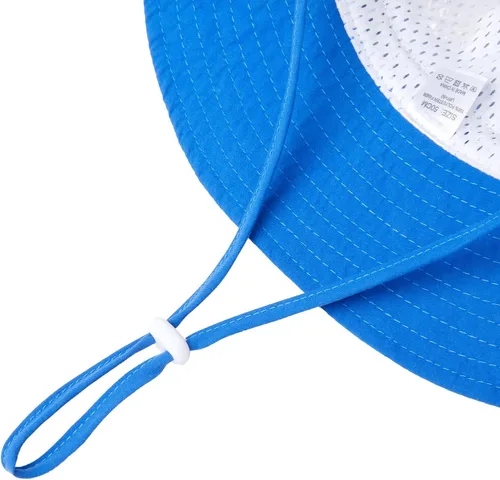 Vista 6 de Sombrero de sol para bebé de verano UPF 50+, sombrero de pescador de ala ancha, sombreros de playa para bebés niños y niñas de 0 a 6 años
