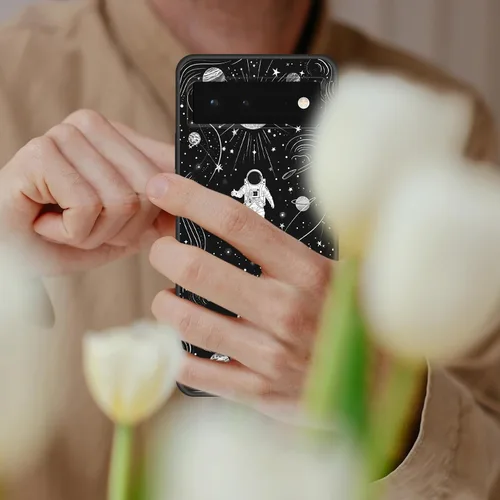 Vista 243 de Funda delgada para Google Pixel 4 XL, funda delgada de silicona de TPU suave a prueba de golpes para Google Pixel 4 XL, astronauta Galaxy