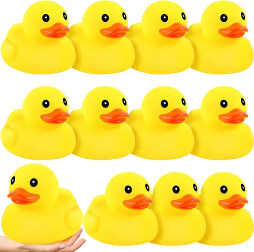 Vista 8 de Deekin 10 piezas de patos de goma amarillos grandes a granel grandes de pato chirriante de goma bañera flotante para decoración de fiesta
