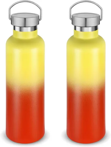 Vista 8 de Volhoply 24 onzas Botella de agua aislada con boca estándar con tapa de combinación de plástico y acero inoxidable, botellas de agua de 304 18/8