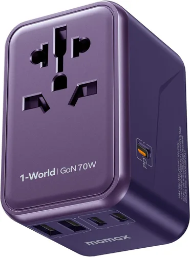 Vista 8 de MOMAX Adaptador de viaje universal, adaptador de enchufe internacional de 20 W+18 W con 2 USB-A de carga rápida y 1 USB C PD de carga rápida, 1 CA