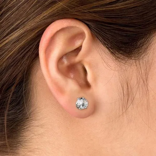 Vista 8 de Aretes colgantes de circonio cúbico ComfyEarrings de 14 pulgada con la respaldos planos de rosca muy cómodos