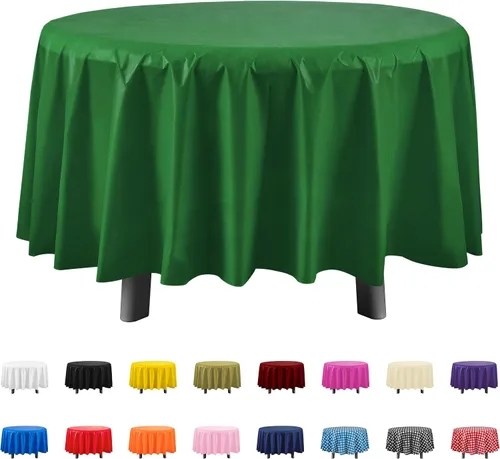 Vista 12 de Eleclassi Negro Paquete de 12 Manteles Redondos de Plástico Desechables Premium - Manteles de Mesa de Plástico Redondos de 84 Pulgadas para Fiestas