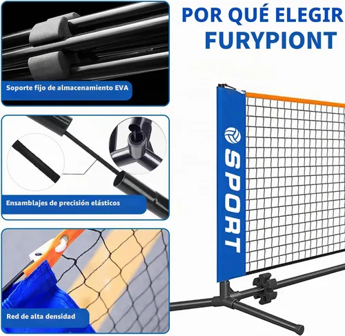 Vista 3 de 10 FT Mini Portable Pickleball Net Equipment Set - Tennis Net for Driveway Backyard, 2 Pickleball Paddles, 8 Pickleballs and Potable Carry