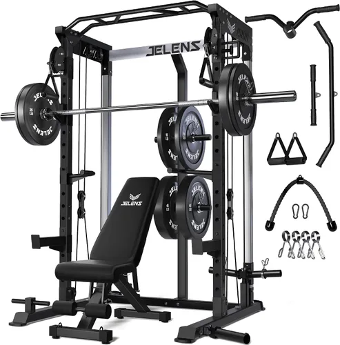 Vista 23 de C21 Power Cage 2000LBS Multi-Function Power Rack with Independent Dual Pulley System, All-in-One Squat Rack for Cable Crossover, Home Gym Workout