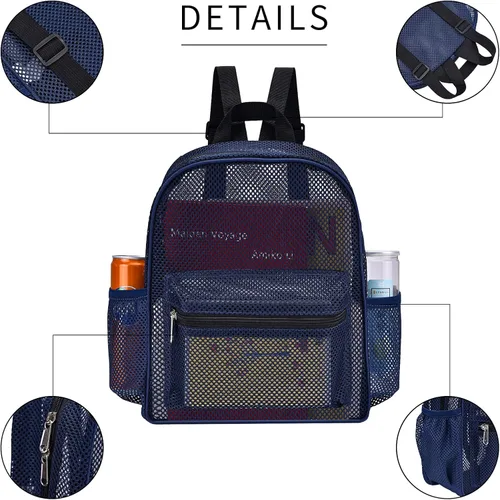Vista 3 de MAY TREE Mochila de malla para escuela, playa, natación, trabajo al aire libre, fitness, mochila de malla resistente para niños, adultos, niñas
