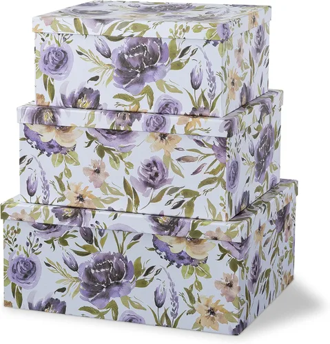 Vista 18 de Soul & Lane Cajas de almacenamiento de fotos de mariposas en vuelo (juego de 3): cajas anidables con tapas, contenedores de cartón decorativos