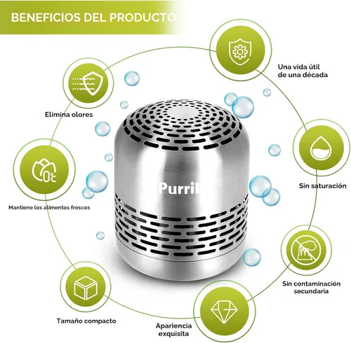 Vista 5 de Purriko Desodorizador para refrigerador, dura hasta 10 años, eliminador de olores de refrigerador, desodorante de refrigerador, más eficaz que