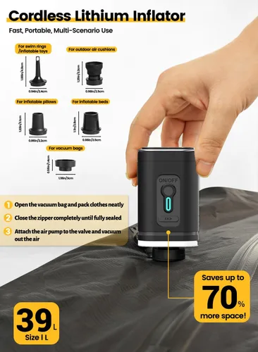 Vista 7 de Bolsas de vacío de viaje con bomba, IP67, reutilizables, impermeables, de nailon, bolsas de compresión con ventana transparente para llevar