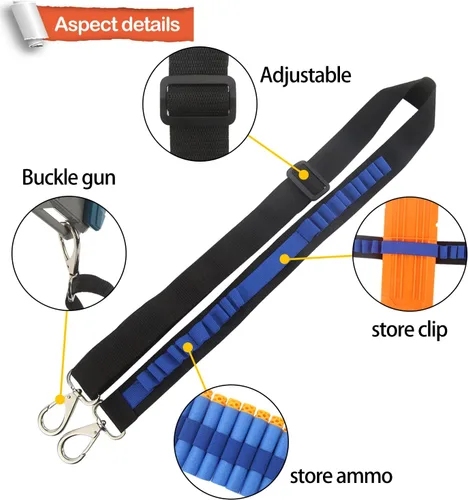 Vista 2 de Carrillera EKIND para munición de pistola de juguete, dardos, para pistolas Elite Nerf N-strike Blasters Hebilla de dos Piont azul