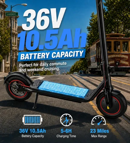 Vista 3 de Electric Scooter, Electric Scooter for Adults&Teens Negro oscuro