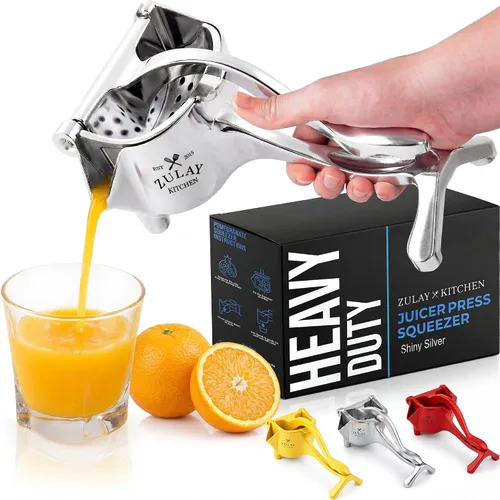 Vista 10 de Zulay - Exprimidor manual de frutas, exprimidor de jugos resistente con palanca desmontable y colador extraíble, prensa de frutas y exprimidor