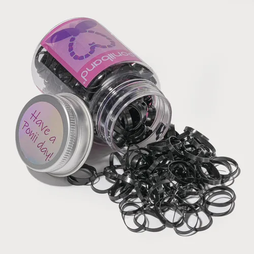 Vista 5 de Bandas elásticas para el cabello de alta calidad sin látex (0.787 in/1.575 in x 0.079 in x 0.016 in, negro medianoche y transparente cristalino)