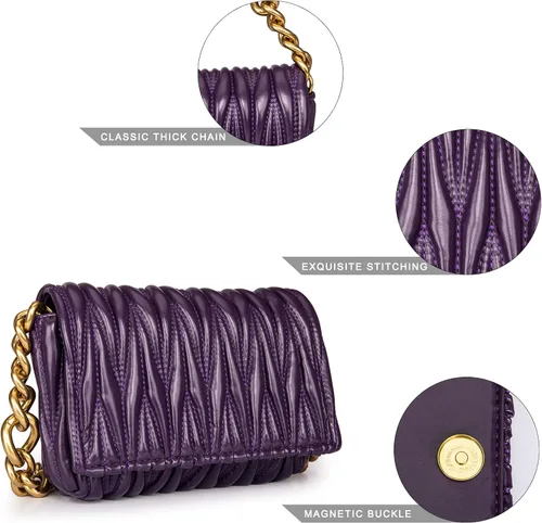 Vista 3 de Montana West Bolsos acolchados para mujer, bolsos de hombro con cadena gruesa