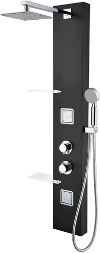 Vista 8 de ANZZI Sistema de Panel de Cabezal de Regadera Fontan Acero Cepillo 6 Chorros Turbo & Multifuncional Jet de Alta Presión + Lluvia + Combo