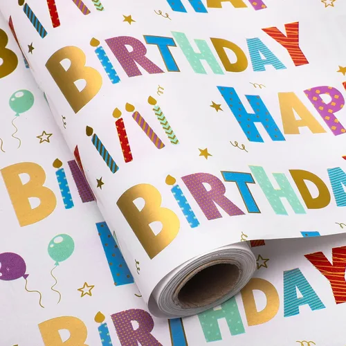 Vista 9 de woric Rollo de papel de regalo reversible para baby shower, de 17 pulgadas x 33 pies, papel de regalo para bebé niño con diseño de elefante azul