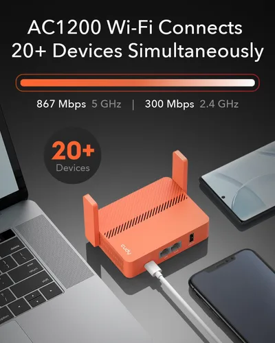 Vista 2 de Cudy AC1200 Mini enrutador Wi-Fi de bolsillo, OpenWRT, USB-C, VPN, TR1200 (paquete de 3)