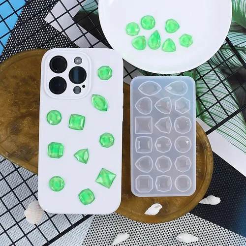 Vista 5 de Molde de silicona con piedras preciosas facetadas, 2 unidades para hacer joyas Molde de fundición de joyería de gemas,moldes de fundición