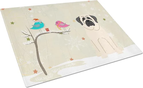 Vista 60 de Caroline's Treasures BB2513LCB - Tabla de cortar de vidrio con texto en inglés "Christmas Presents between Friends" Airedale Terrier - Tabla
