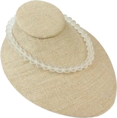 Vista 5 de MOOCA Juego de 2 piezas de collar de lino texturizado para exhibición de bustos, exhibición de joyas, collar, cadena de joyería, soporte