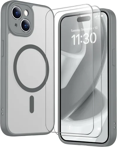Vista 177 de SPIDERCASE Funda magnética translúcida diseñada para iPhone 11, con 2 protectores de pantalla de vidrio templado, antihuellas, para iPhone 11 de 6.1