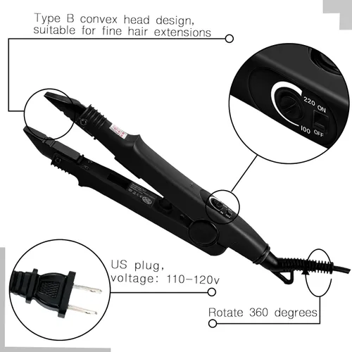 Vista 3 de Lothee Herramienta de extensión de cabello con pegamento de queratina, cuentas de gránulos, enchufe estadounidense, herramientas profesionales