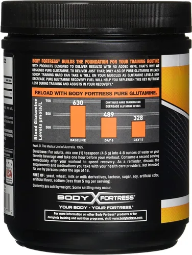 Vista 2 de Body Fortress Glutamina 100 % pura en polvo, 10.6 oz