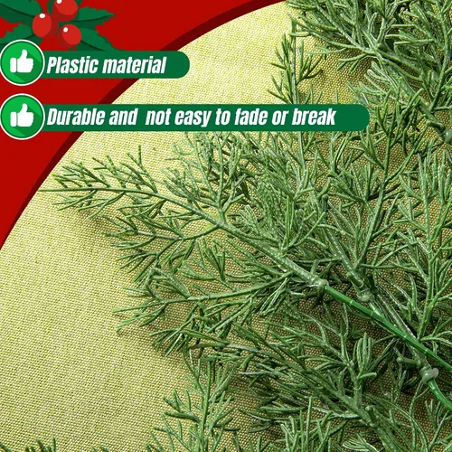 Vista 3 de Guirnalda de Pino Norfolk de Toque Realista de 9.8 Pies, Guirnalda de Ciprés de Pinos Artificiales Verdes, Guirnaldas de Pino Navideñas Falsas