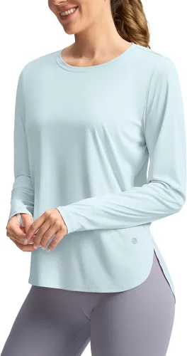 Vista 29 de Camisetas de sol para mujer, con protección ultravioleta FPU 50+, manga larga, ligera, de secado rápido, para entrenamiento, senderismo, para mujer