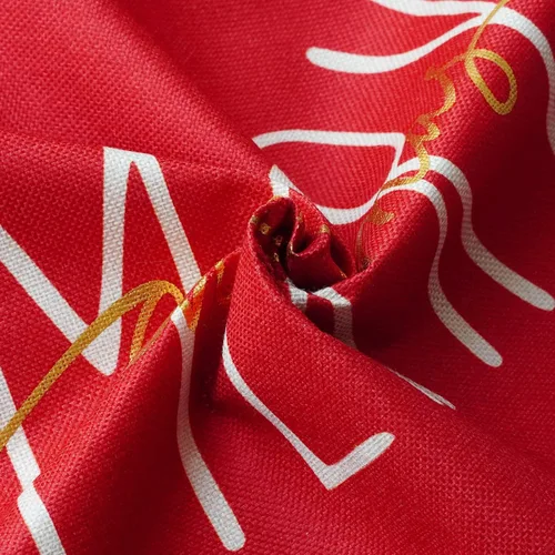 Vista 4 de ONWAY Funda de almohada de Navidad de 16 x 16 pulgadas, funda de almohada lumbar con texto en inglés "Merry Christmas", color rojo dorado