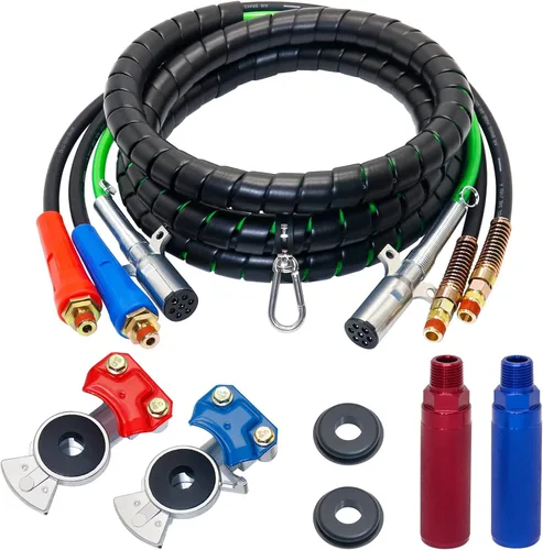 Vista 8 de Kit de manguera de línea de aire de 15 pies, kit de manguera de aire 3 en 1 ABS y línea aérea de alimentación para remolque de tractor, enchufe de 7