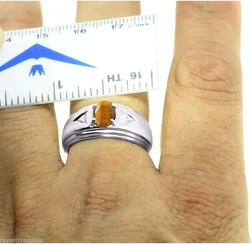 Vista 4 de Rylos Anillos para hombre de diseño clásico de 0.315 x 0.236 in con piedras preciosas ovaladas y diamantes brillantes Anillos de piedra natal