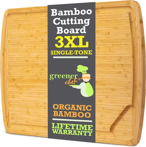 Vista 7 de GREENER CHEF Tabla de cortar extra grande 3XL de 30 pulgadas con reemplazos de por vida - Cubierta de estufa de bambú extra grande para fideos