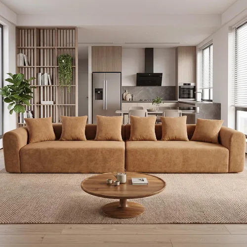 Vista 28 de Claiks Sofá modular deshuesado de 123 pulgadas, sofá en forma de L para sala de estar, sofá moderno de asiento profundo de 3 plazas, tela de Gris