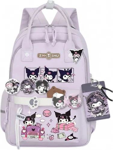 Vista 24 de Mochila Vivixilan Kawaii, Resistente al Agua y Transpirable con Múltiples Bolsillos, Adecuada para Viajes y como Regalo de Cumpleaños, Morado-04