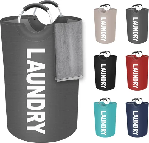 Vista 24 de StorageRight Cesta de Ropa Sucia Grande de 75L, Cesto de Ropa Sucia, Cesto de Ropa Sucia para Lavandería, Plegable, Cestas de Ropa Sucia Negro