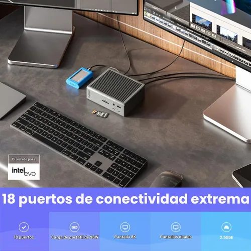 Vista 2 de CalDigit TS4 Thunderbolt 4 Dock - 18 puertos, carga de 98 W, Thunderbolt 4 de 40 Gb/s, USB-A/C, 2.5GbE, pantallas 8K/6K, compatible con Mac/PC/Chrome