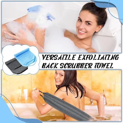 Vista 6 de Exfoliante de espalda para ducha, paño para la espalda, toalla de longitud extendida, de nailon, con correa elástica, para baño, paquete de 2