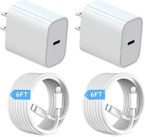 Vista 10 de Cargador para iPhone de carga rápida [certificado MFi] USB C con 2 cables USB C a Lightning de 6 pies, compatible con iPhone 14/14 Pro Max/13/13 Pro