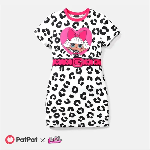 Vista 2 de L.O.L. Surprise! Vestido de manga corta con estampado de dibujos animados para niños y niñas, vestido casual de verano