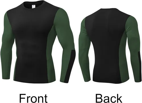 Vista 4 de 1 pieza de compresión para hombre, camiseta deportiva de manga larga, camiseta de entrenamiento personalizada con logotipo personalizado