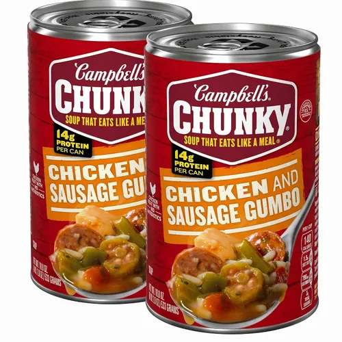 Vista 14 de Sopa Campbell’s Chunky, guiso de pollo y salchicha gumbo, lata de 18.8 onzas líquidas