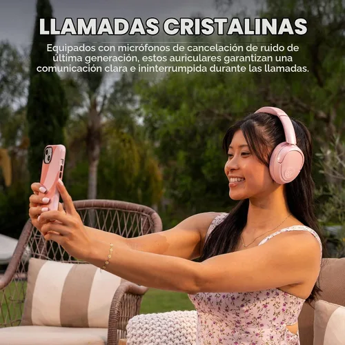 Vista 6 de JLab JBuds Lux ANC Jelle Auriculares inalámbricos sobre la oreja, fondo rubor Fondo Blush