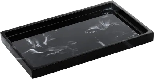 Vista 12 de Emibele Bandeja de tocador de baño, bandeja rectangular de resina de mármol Tinta azul